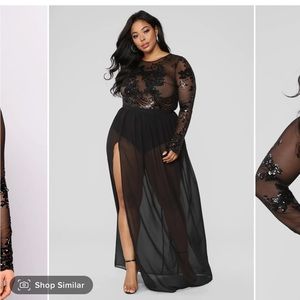 Fashion Nova Curve Floor length black sequin maxi dress